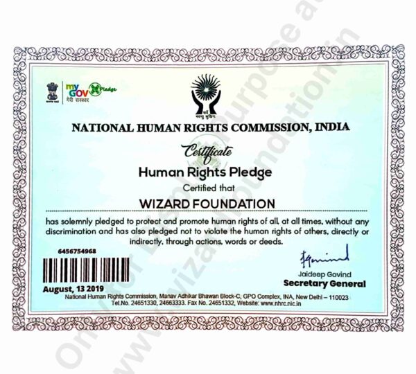 HUMAN RIGHTS PLEDGE CERTIFICATE